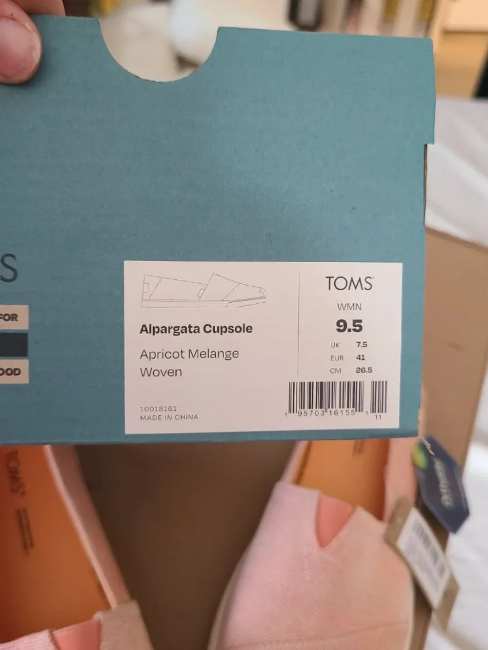 TOMS Alpargata Cupsole Flat Slip-ons, Apricot Melange Woven, W 9.5